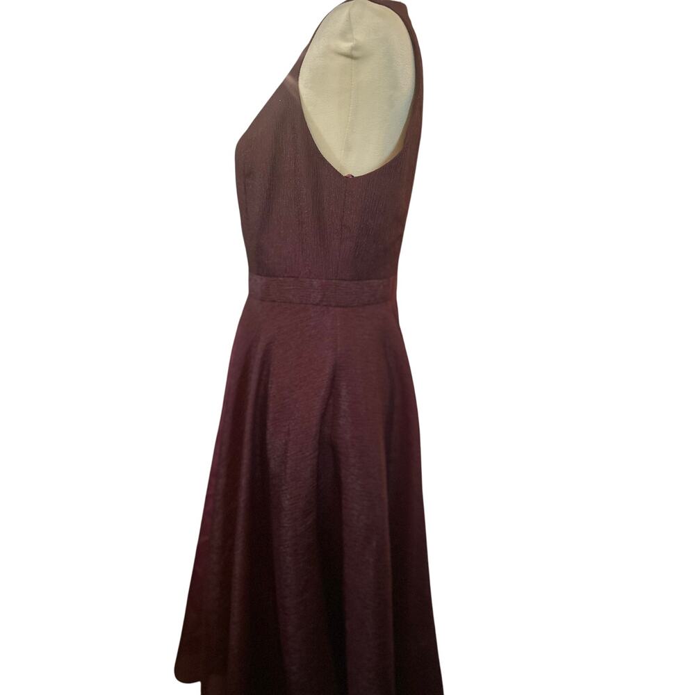 Nicole Miller New York Organza Fit and Flare Midi Dress, Wine, Size 6 - Picture 5 of 9